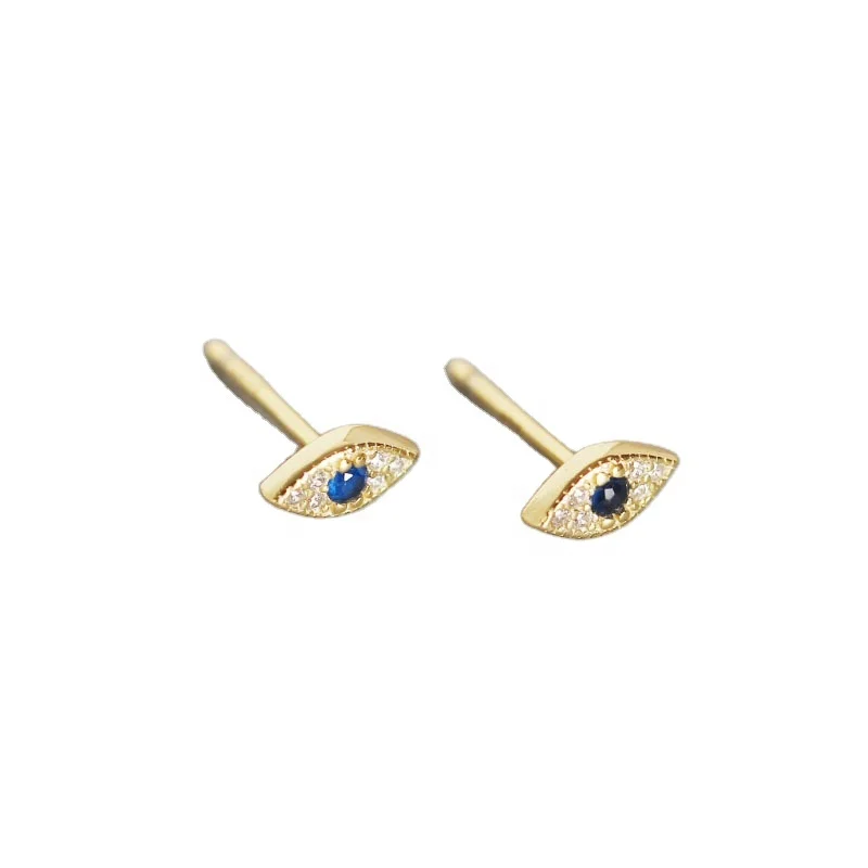 

Hot Selling Customized Eye Earrings INS CZ Stud Earrings 925 Sterling Silver Earrings For Women Girls Female Statement Jewelry, Gold and silver