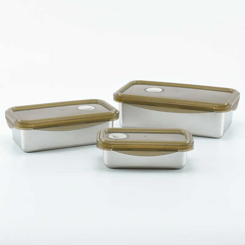 

Japanese rectangle 316 stainless steel bento lunch box food container with plastic lid