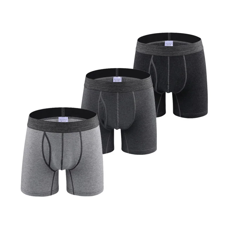 

Designer underwear wholesale front open breathable cotton boxer men long leg