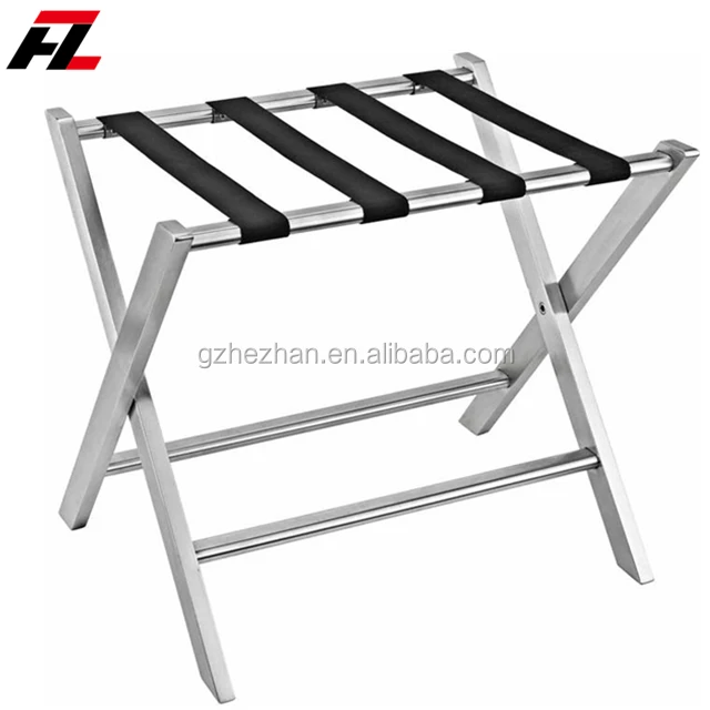 
Hotel Room Metal Folding Luggage Rack Bedroom Suitcase Support Stainless Steel Luggage Storage Rack 