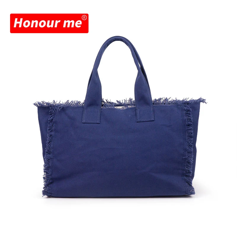 

UHV HOT SELLING WHOLESALE FRINGE CANVAS TOTE BAG BEACH BAG FOR GIRLS, Sample or customized