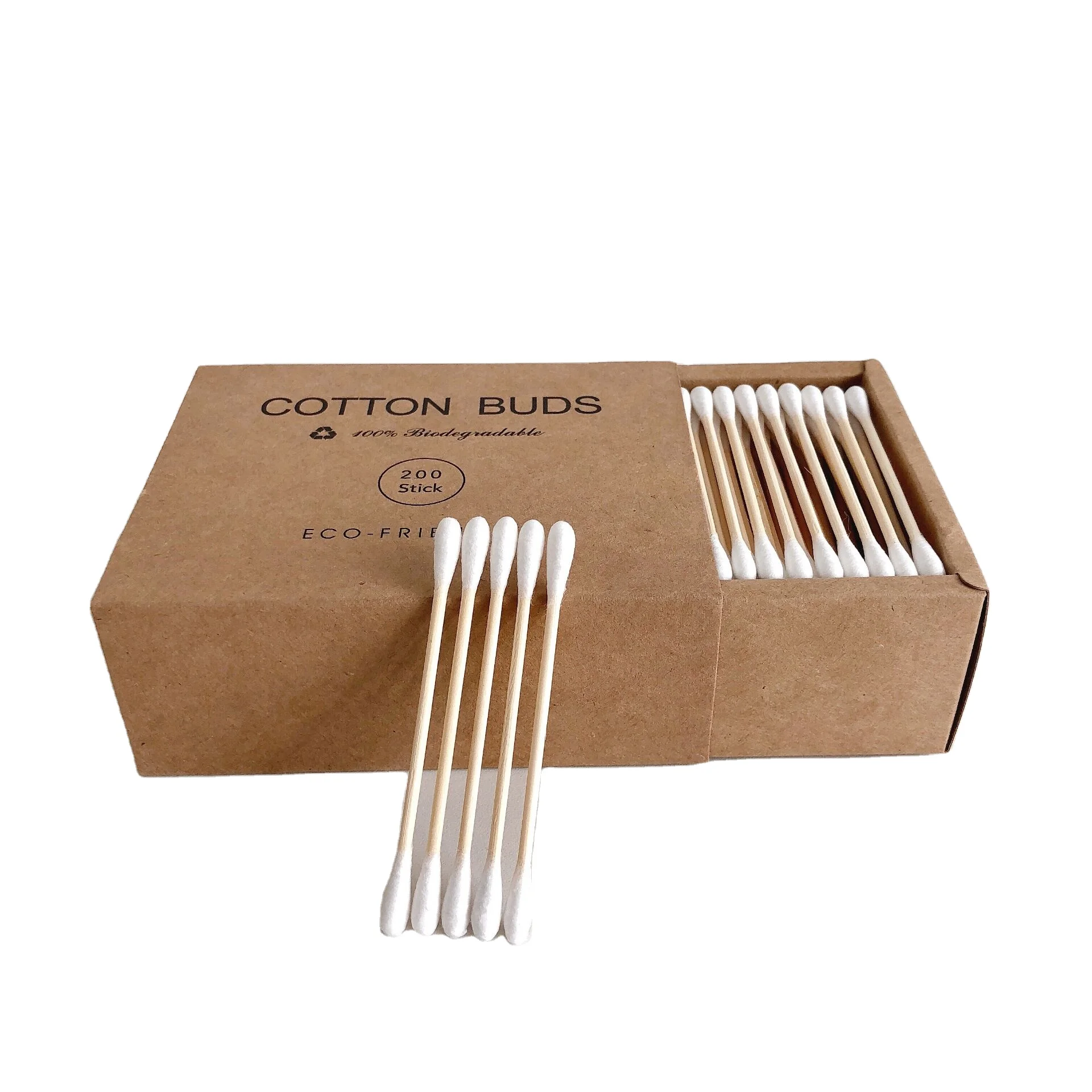 

2020 hot bamboo stick cosmetic cotton buds 200 biodegradable