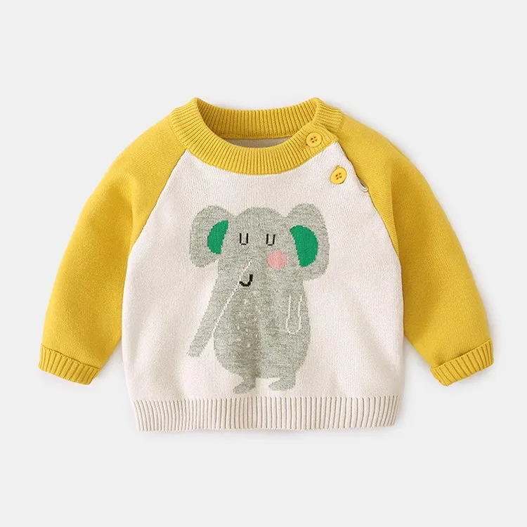 
Cartoon Jacquard Long Sleeve Kids Clothing Knitted Baby Sweater Warm Kids Clothes For Winter 