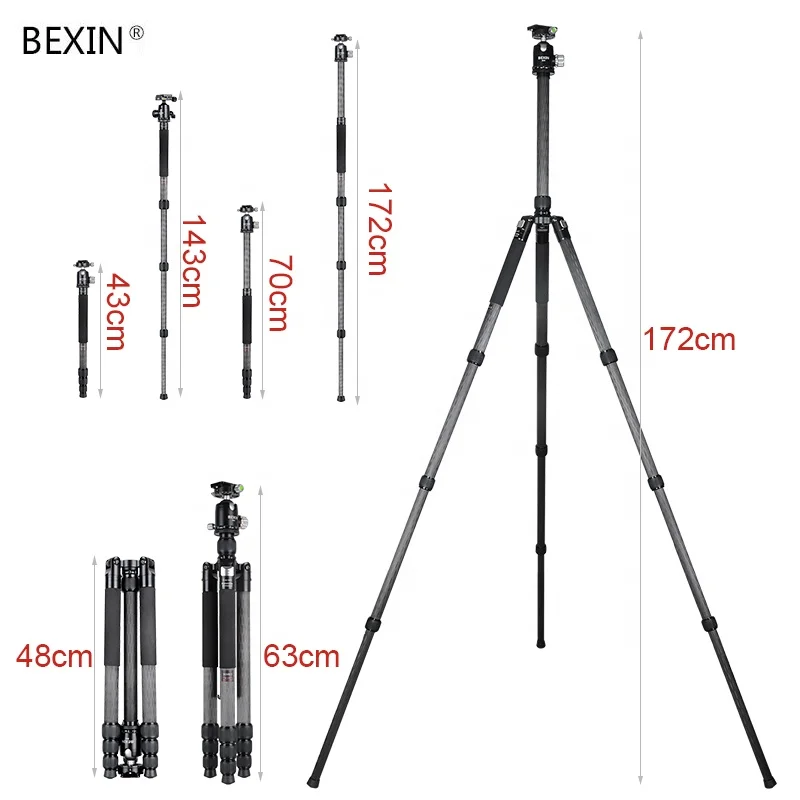 
Factory Supply multifunction Carbon Fiber double Panoramic photography monopod camera tripod for photo studio accessories 
