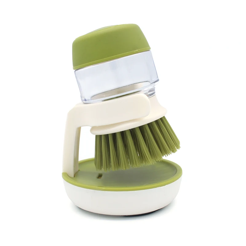 

New Soap Dispensing Palm Dish Washer Brush Kitchen Scrubber Cleaning Brush, Green,grey