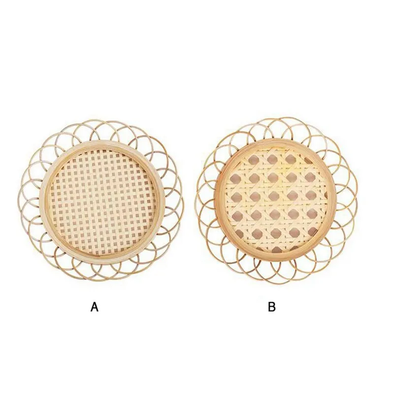 

Japanese Style Bamboo Woven Saucer Handmade Bamboo Coaster Cup Holder Pot Pad Tea Mat Rattan Woven Cup Holder Coaster