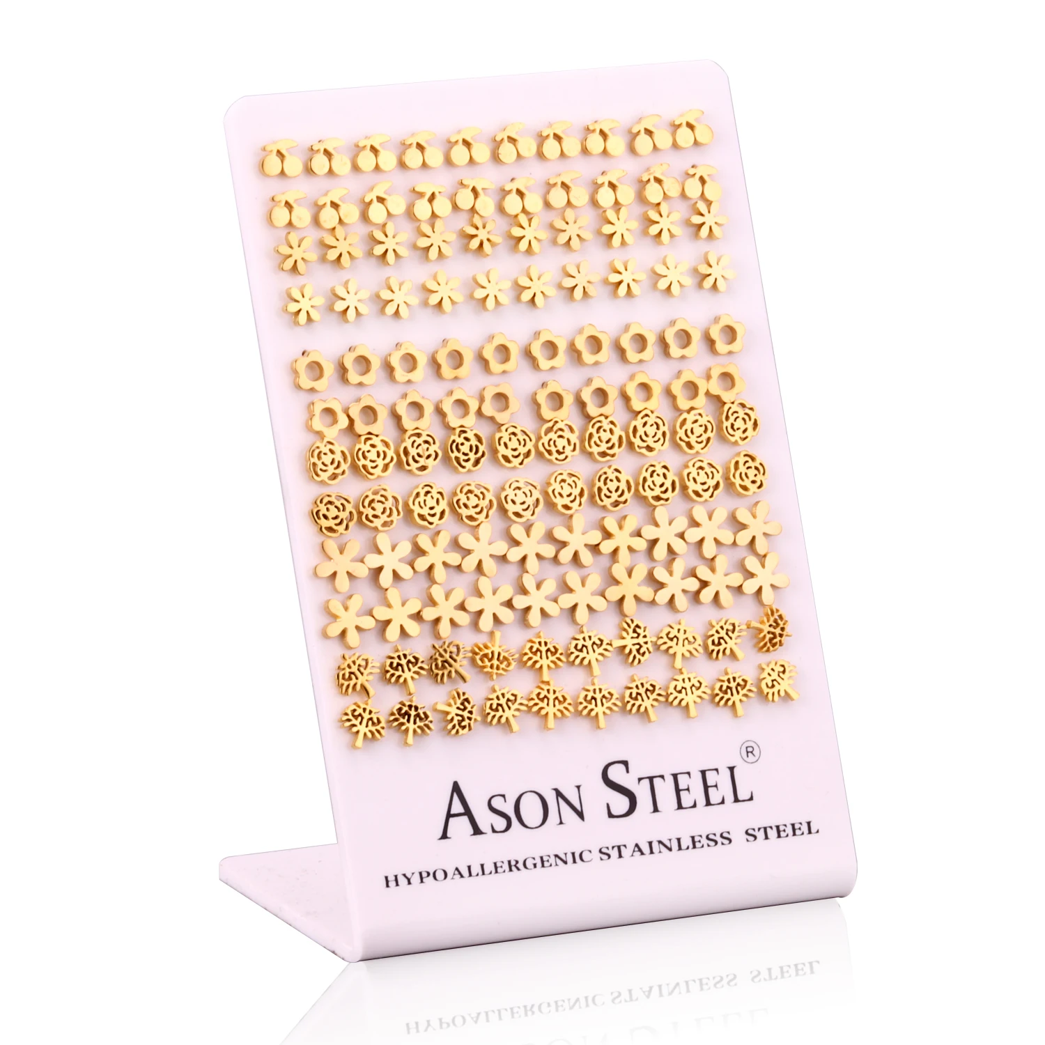 

Ason Wholesale Cheap Factory Price Stud Earrings Stainless Steel Custom Engraved Shape Earring Jewelry for Women Girls, 18k gold plated