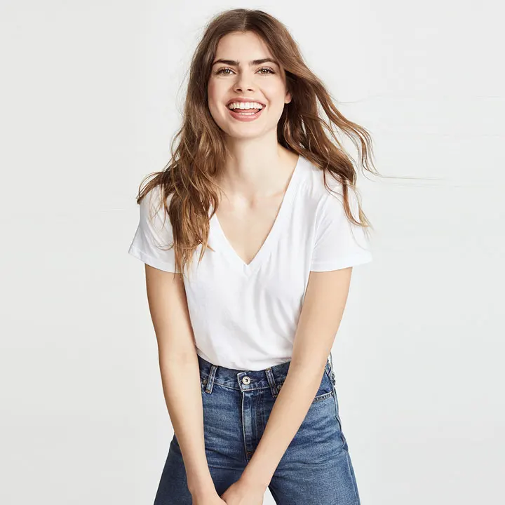 

cheap custom white vneck tshirt women