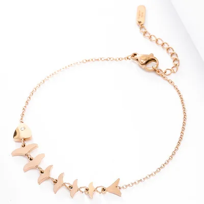 

Personalized Design Fish Bone Shape Bracelet Stainless Steel For Women, As picture shows