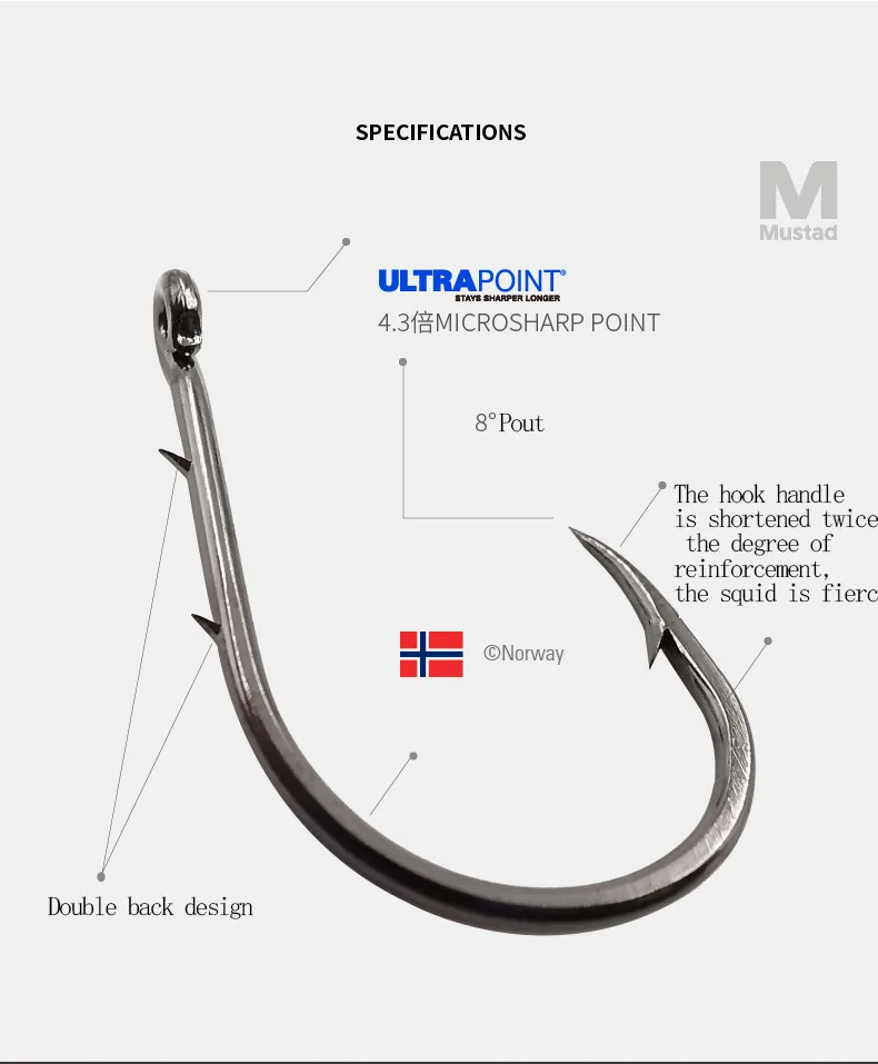 

Mustad 10757SP-BN double backstab crooked mouth the big sea fihinsg high carbon steel barbs with black hooks