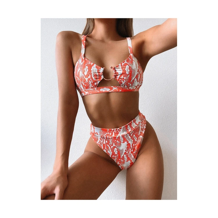 

Wholesale Ladies Split Swimwear Bronzing Bikini European And American Printed Solid Color Bikini New Swimsuit, Picture