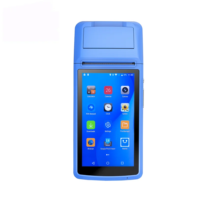 

All in ome POS terminal Machine 3G NFC 1G+8G wireless POS printer for Restaurant order Pay, Blue color