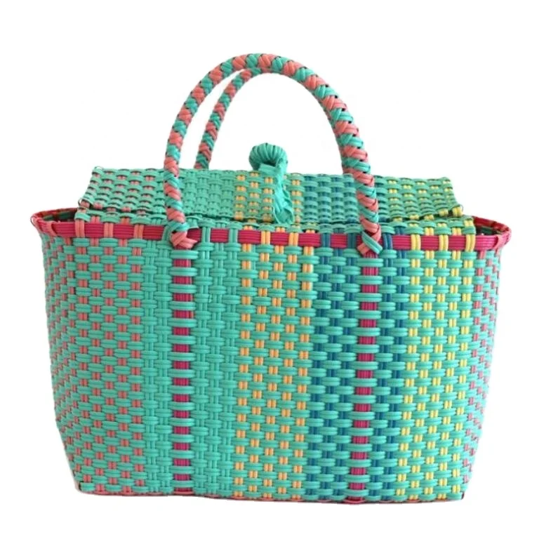 

Manufactory stock beach shoulder tote luis vuiton PP bags and women blue plastic shipping basket