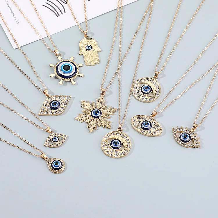 

Bohomia Women Kolye Necklace Dainty Eye Hamsa Snowflake Charm Turkish Evil Eye Pendant Necklace for Girls Gift