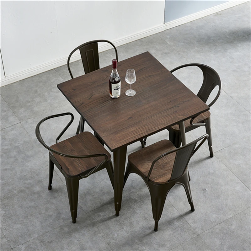 
Free sample India cheap dining room furniture Industrial Style metal iron dining table set 4/6 chairs Vintage dining room set 