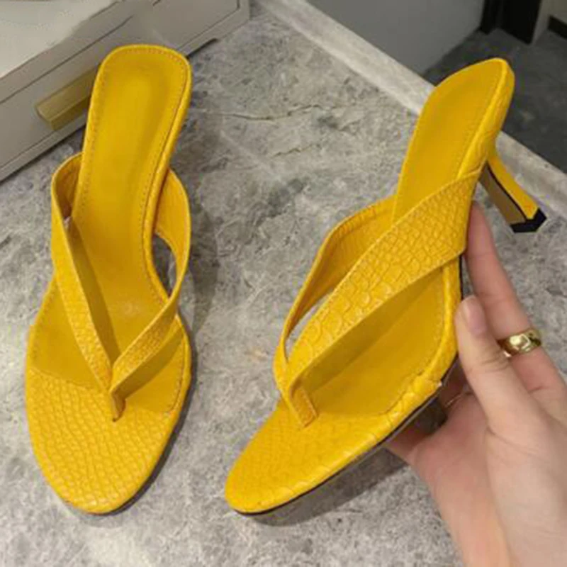 

Casual Summer Women Shoes Striped Head Peep Toe 2022 High Heels Slip-On Femmes Chaussures Fashion Trend Concise Outdoor Slippers, Black white yellow