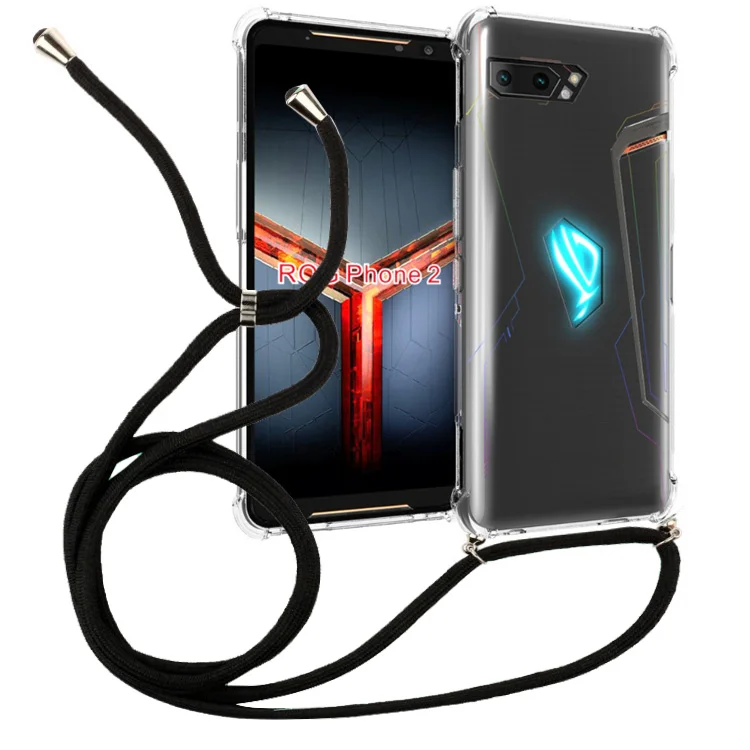 

In stock crossbody Lanyard case for ASUS ROG Phone 2 Soft Back Shockproof tpu cover
