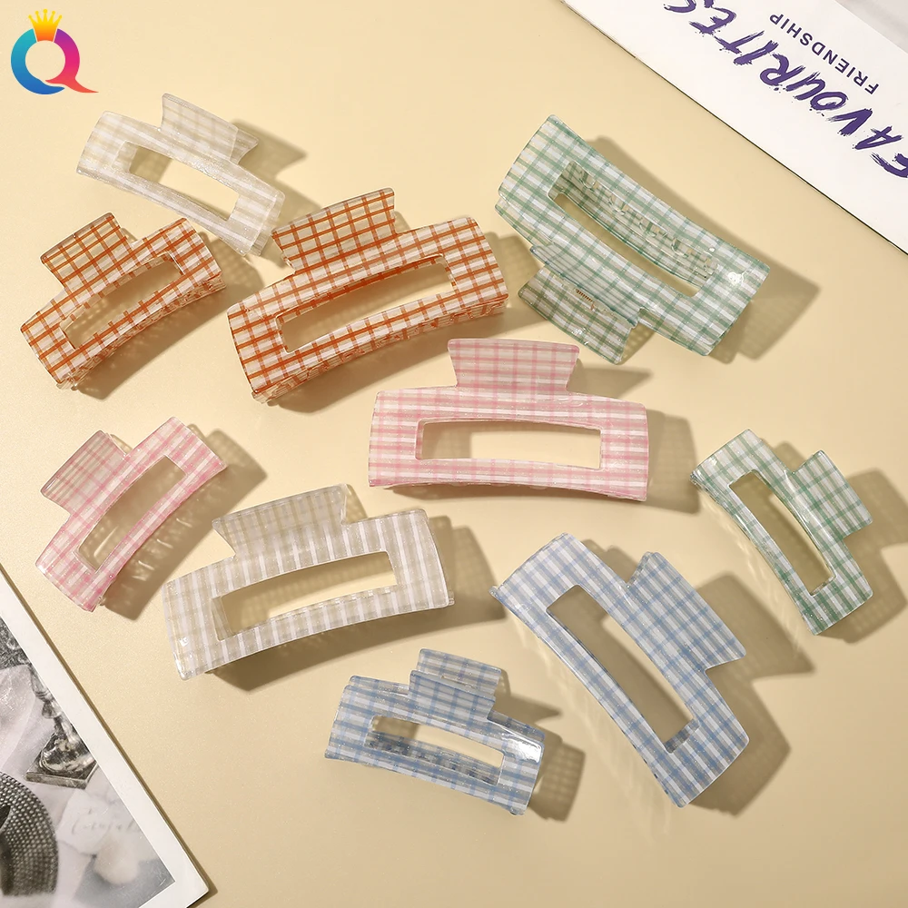 

Checkered Style Square Acetate Hair Claw Clip For Women