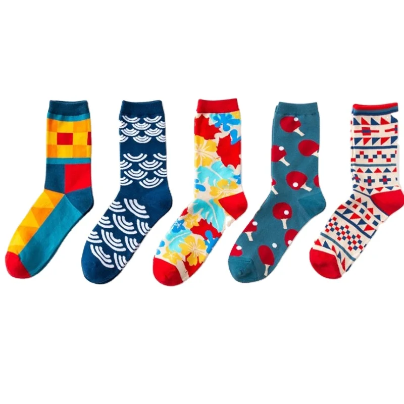 

Wholesale OEM Logo Cotton Classic Colorful Trendy Happy Design Bamboo Socks Custom