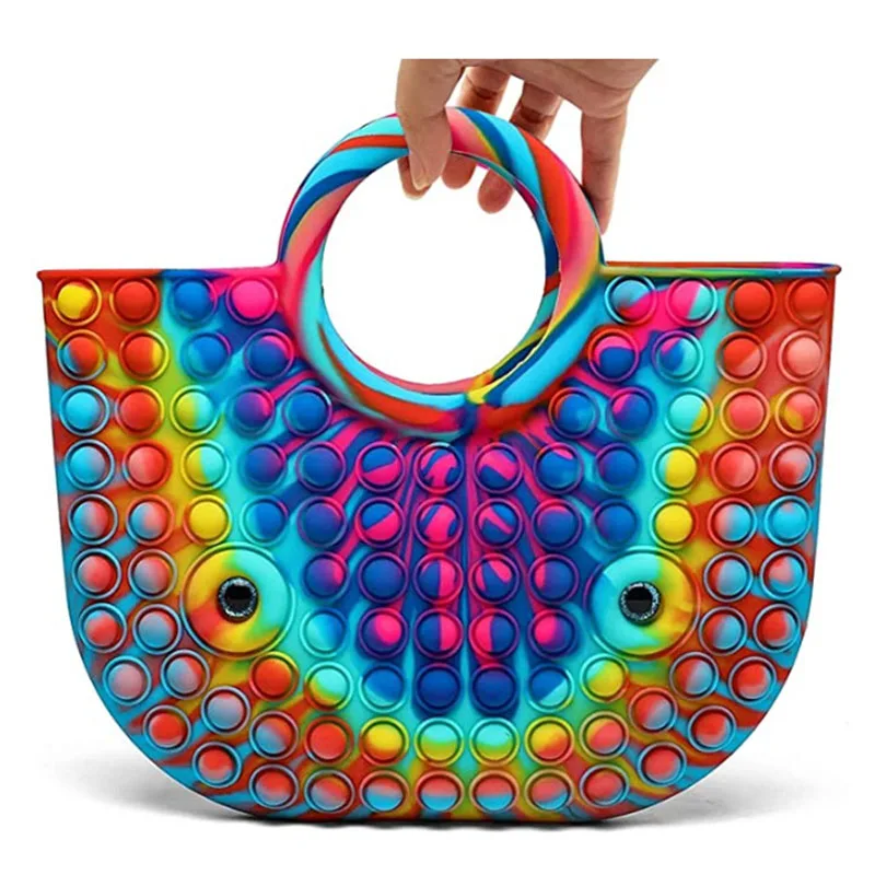 

Amazon Explosive Squeeze Sensory Toy Tote Bag Internet Hot-selling Bubble Fingertip Toy Shoulder Bag One-piece Silicone Tote Bag