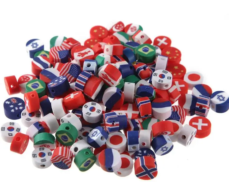 

DIY polymer clay country flag loose beads for jewelry making flag smile face flower polymer clay beads jewelry accessories