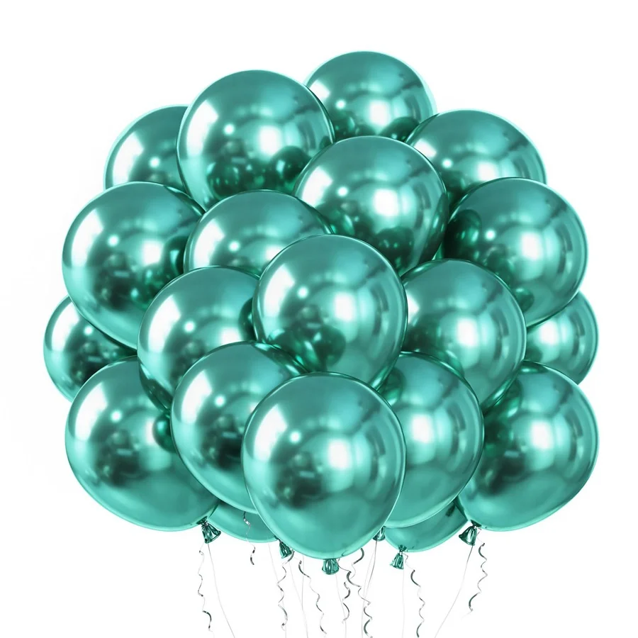 

12 Inches Helium Party Balloons 65pcs Turquoise Balloons Metallic balloons party supplies decorations