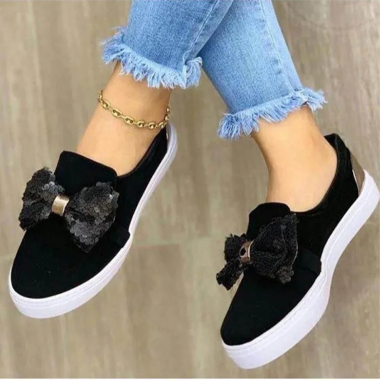 

Women Casual Slip On Sequins Bow Loafers Slip On Bow Loafers, Picture colors