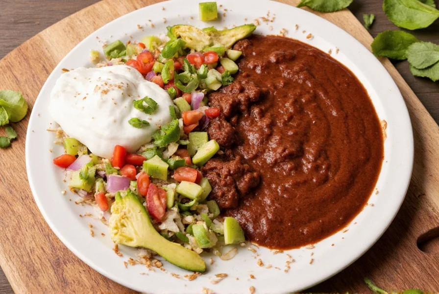 A colorful spice rack with ingredients used in mole