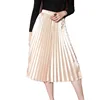 Autumn skirts 2019 plus size a line high waist korean long satin pleated skirt