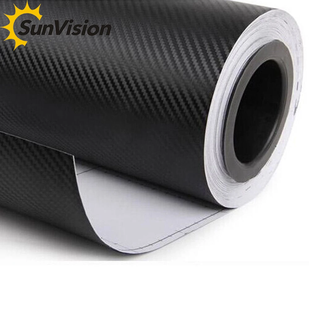 

Self adhesive air release auto wrap 3D carbon fiber car wrap vinyl film with black color