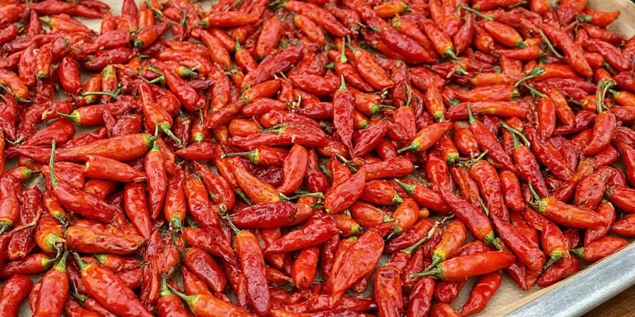 Glass jar with desiccant pack and dried peppers