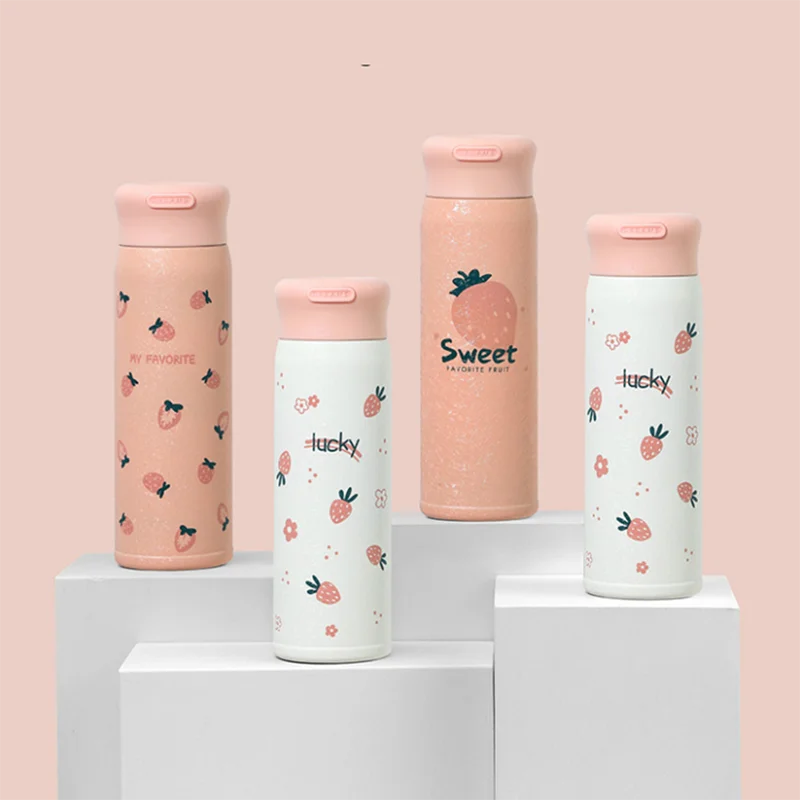 

UCHOME New Design Cute Pink Strawberry Stainless Steel Water Bottle Vacuum Thermos Bottle, Many colors can be choosed