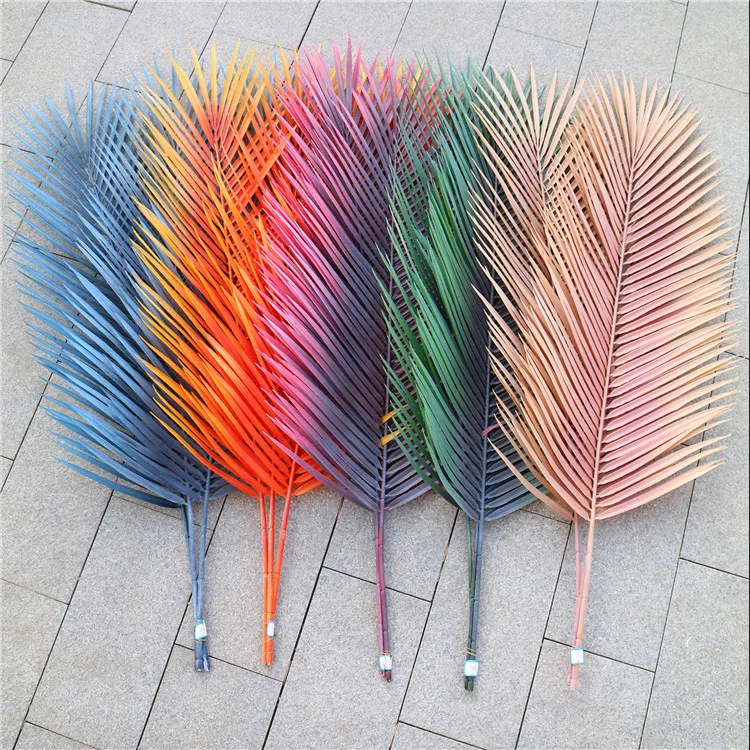 

D-050666 Artificial multi-color Palm tree leaves 94cm length tropical leaves decorative Plants fake Leaves for sale, Customized color