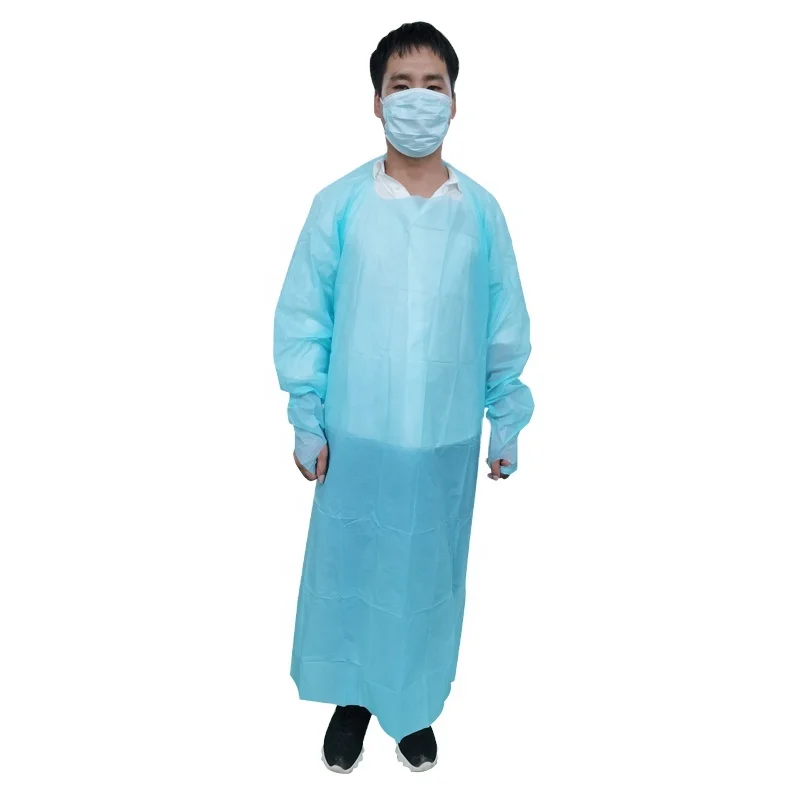 

disposable surgical gown en14126 pp sms waterproof cpe gown with long sleeve design hospital uniforms blue cpe gown, Bule/white/green/orange