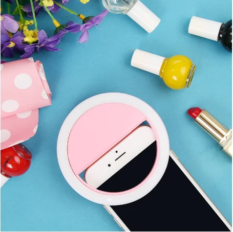 

Mini and Portable Live Show Beauty Ringlight 3 Levels Brightness Warm White Lamp CellPhone Selfie Fill Ring Light Clip