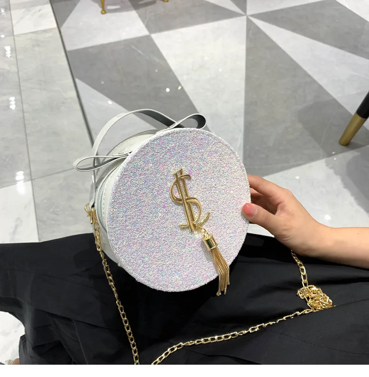 

2021 New Bling Small Round Borse Monedero Cartera Messenger Bags Sac A Main Femme Women Luxury Handbags, Picture color