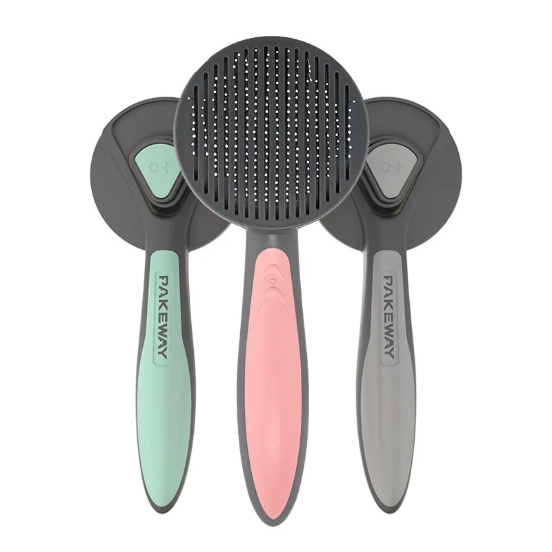 

T9 Self Slicker Pet groom brush Comb Dog Brush Cat Comb with self clean button with masaging bead on tips