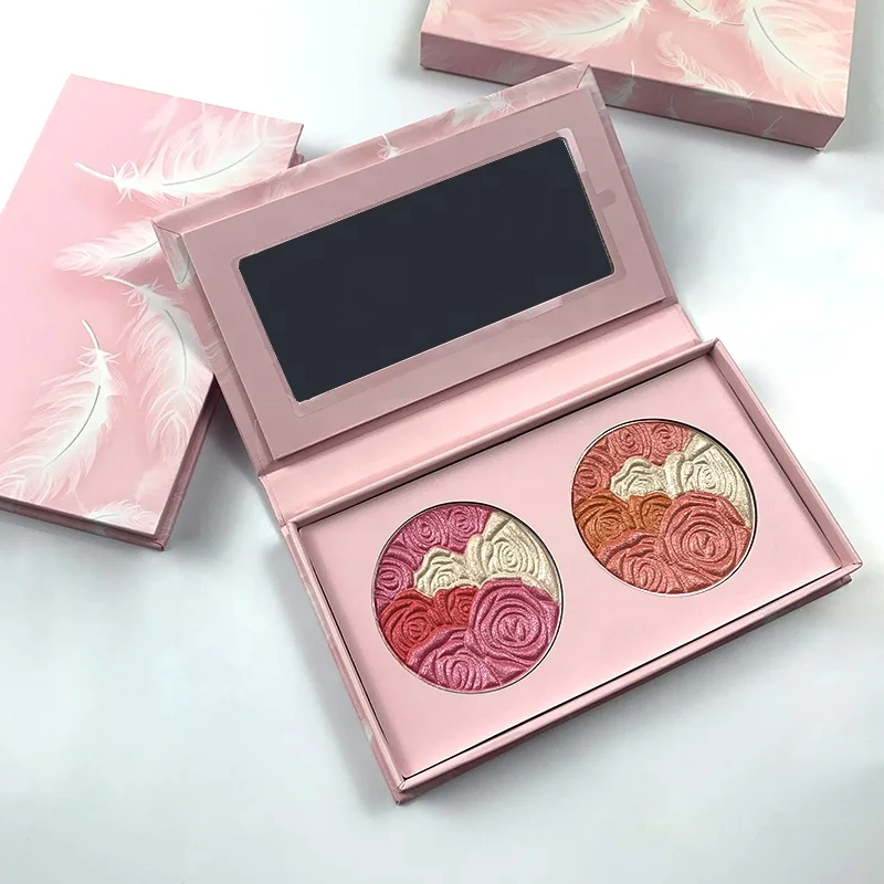 

2 in 1 Flower Pressed Blush highlight Palette With Mirror Matte Blush Palette