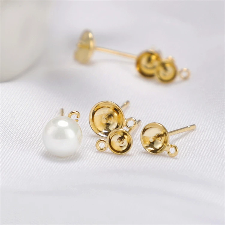 

Pearl holder for jewellery making materials earring clip Copper plating 18K high quality simple style Earring