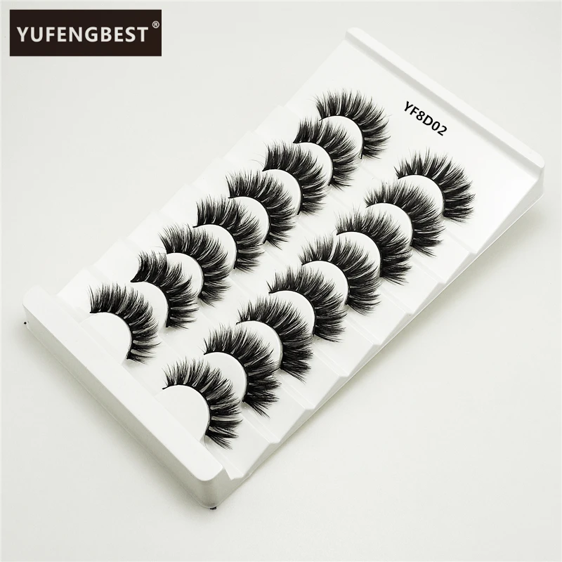 

8pairs 3D mink lashes fluffy wispy false eyelashes natural long eyelash extension makeup handmade fake lash