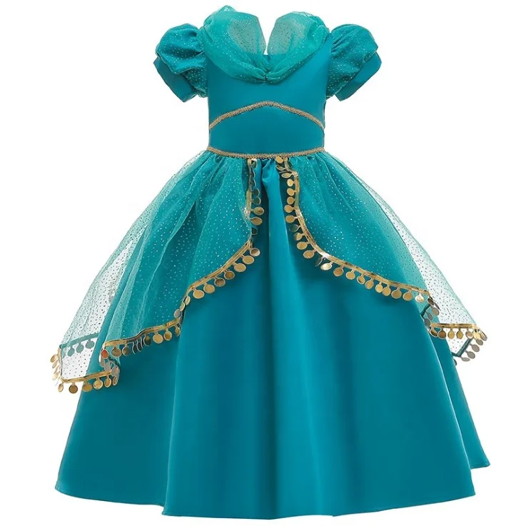 

New Kids Costume Dresses Jasmine Movie Girls Princess Cosplay Party Wedding Gown Costumes Dress Up