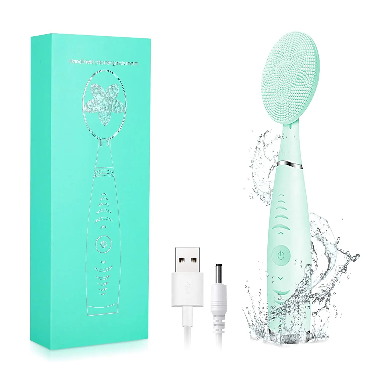 

Deep Cleaning Vibration Skin Care Handle Special Personal Care Silicone Sonic Facial Cleansing Brush Face, Blue+pink