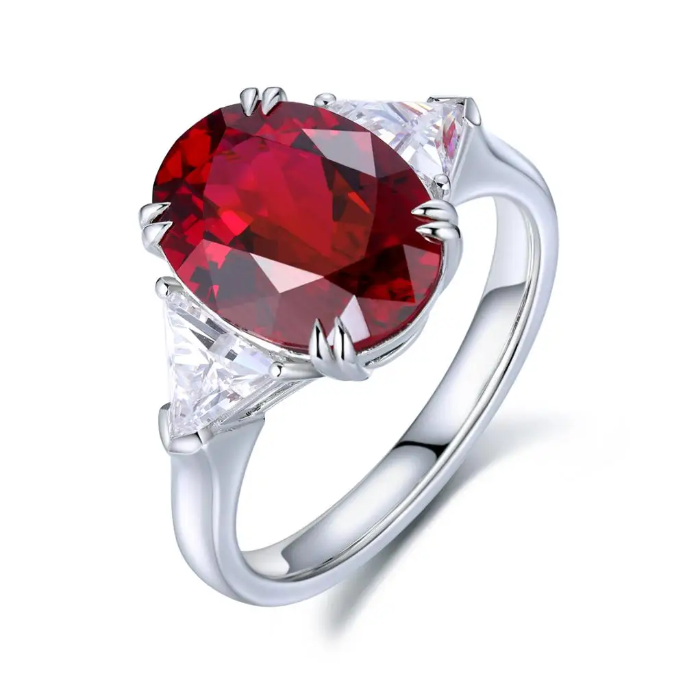 

High Quality Women Gemstone Lab Ruby Ring Solid Gold Red Ruby Ring With Oval Shape 1.6ct, Pigeon blood red