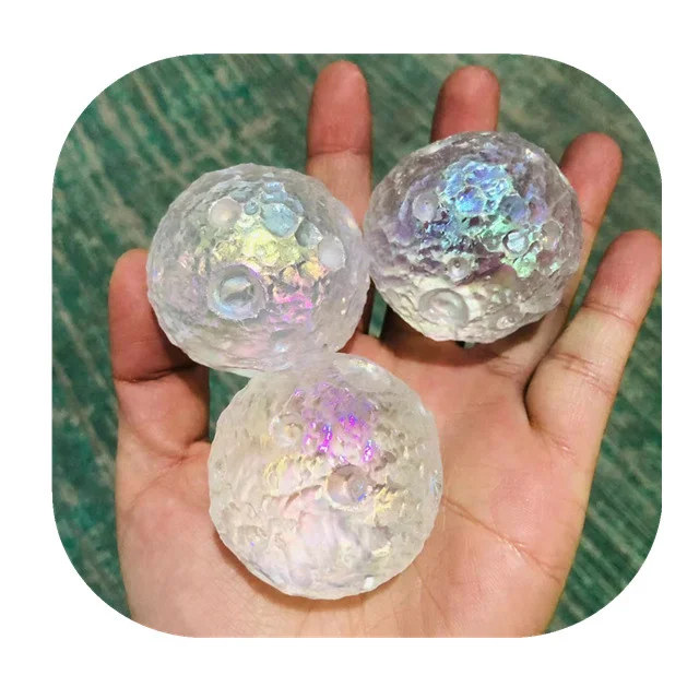 

42.5mm carving quartz crystals Semi-Precious Stone Crafts angel aura quartz crystal moon craters for Decor