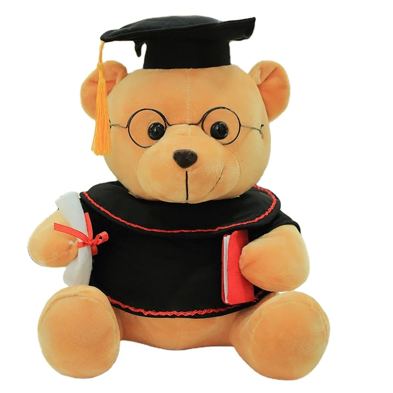 

Free shipping Plush toys lovely cute bear plush stuffed toys/graduation cute bear mini bear gift