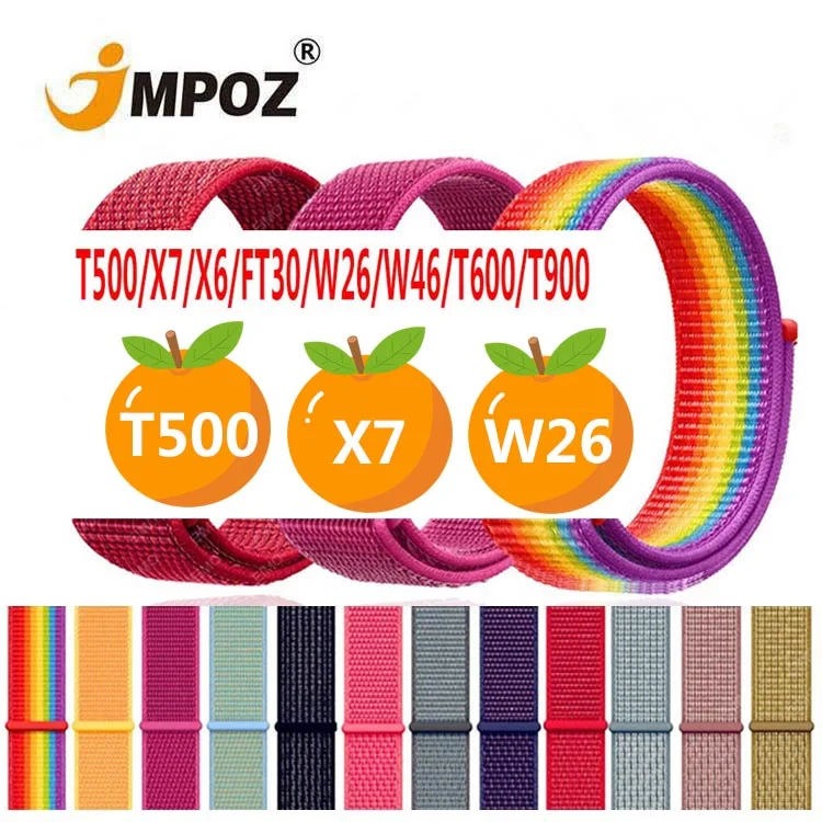 

Nylon Wristbands JMPOZ For T55 T500 W26 W46 W16 FT30 X6 Watch Band 38/40mm 42/44mm,Woven Nylon Sport Loop Replacement Strap