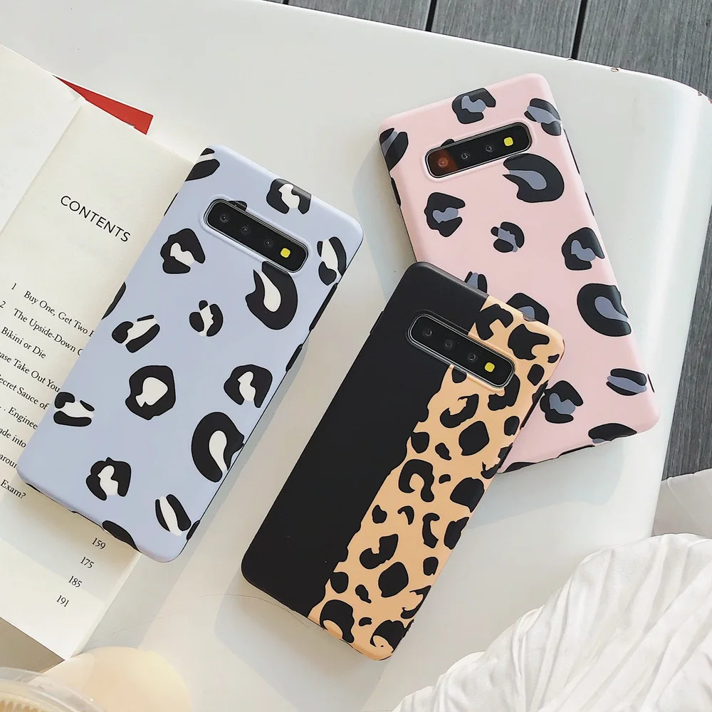 

Soft Phone Case For Samsung Galaxy S10 S9 S8 Plus S20 5G Leopard Print Slim Shockproof Matte Silicone Cover, 5 colors
