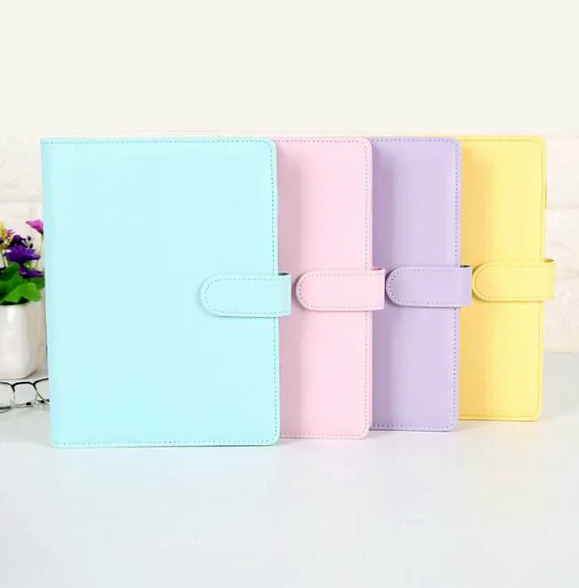 

Custom PU leather korean style stocks kawaii color A5 A6 ring binder planner plain notebook