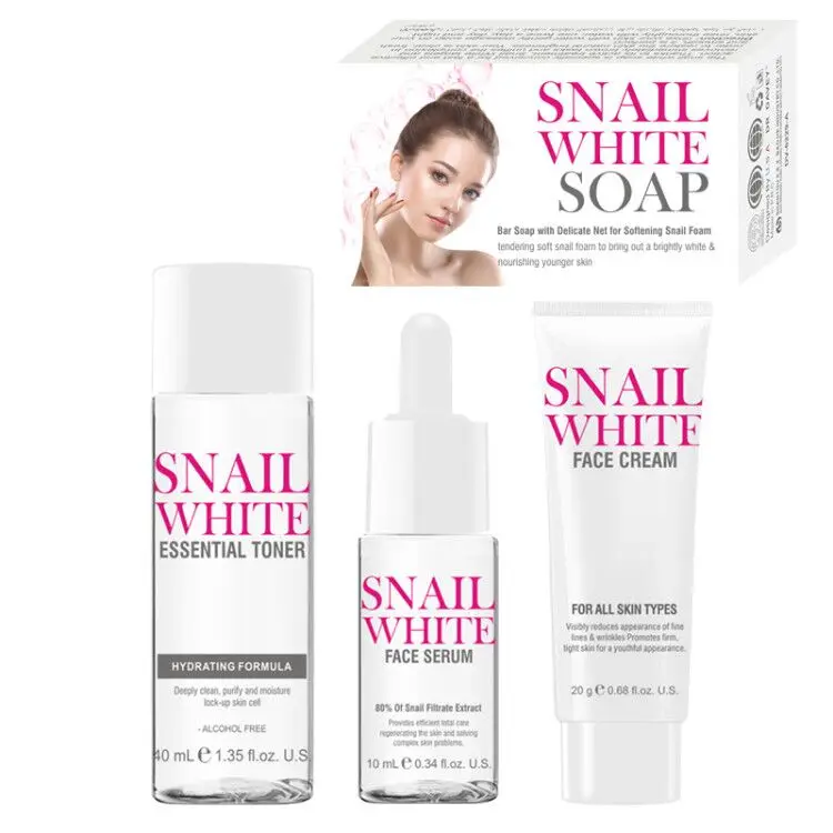 

DR.DAVEY Snail White Serum set skin care starter kit face soap toner serum cream 4 in 1 lightning dark spots brighten