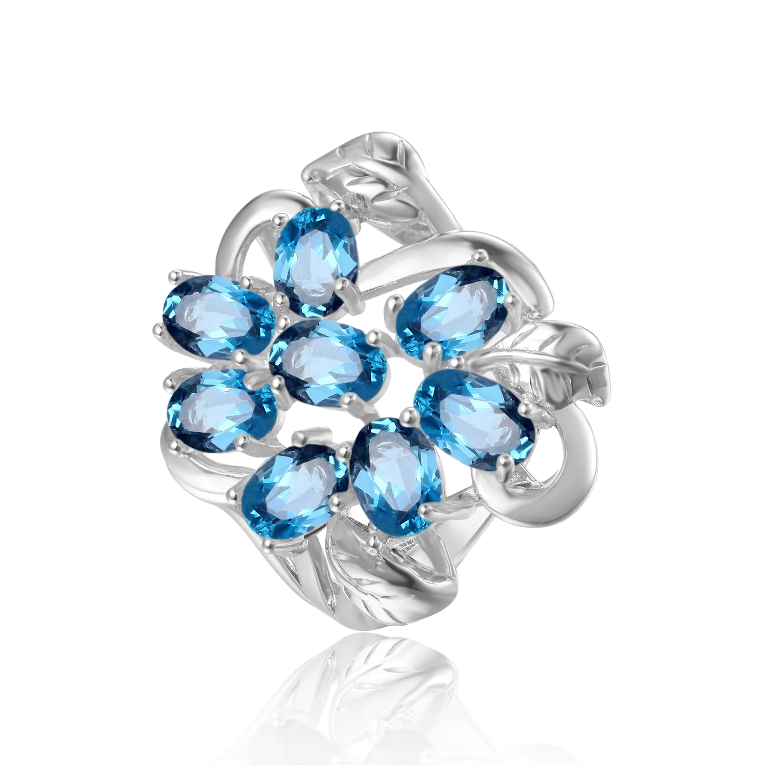 

Abiding Cluster Ring 925 Sterling Silver Natural London Blue Topz Gemstone Luxury Flower Wedding Rings Women For Bridal